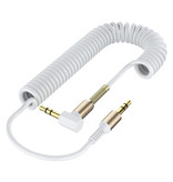 ABAY Cable AUX en espiral de 3,5 mm Conector de audio en espiral chapado en oro de 1,5 metros - Blanco
