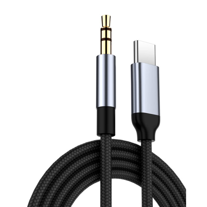 Kabel AUX USB-C do 3,5 mm Pozłacane gniazdo audio typu C 0,5 metra - czarne