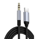 Robotsky USB-C naar 3.5mm AUX Kabel Verguld Audio Jack Type C 1 Meter - Zwart