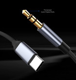 Robotsky USB-C naar 3.5mm AUX Kabel Verguld Audio Jack Type C 1 Meter - Zwart