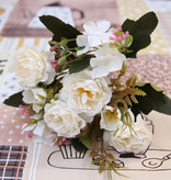 Kahaul Art Bouquet - Soie Roses Rose Fleurs Bouquets De Luxe Décor Ornement Blanc