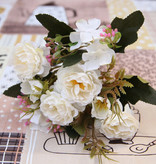 Kahaul Kunststrauß - Seidenrosen Rosenblumen Luxussträuße Dekor Ornament Weiß