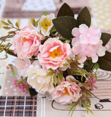 Kahaul Art Bouquet - Soie Roses Rose Fleurs Bouquets De Luxe Décor Ornement Rose