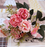 Kahaul Art Bouquet - Soie Roses Rose Fleurs Bouquets De Luxe Décor Ornement Rose