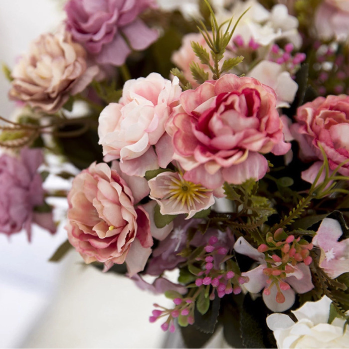 Kahaul Art Bouquet - Silk Roses Rose Flowers Luxury Bouquets Decor Ornament Red