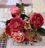 Kahaul Kunststrauß - Seidenrosen Rosenblumen Luxussträuße Dekor Ornament Rot