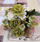 Kahaul Art Bouquet - Soie Roses Rose Fleurs Bouquets De Luxe Décor Ornement Vert