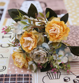 Kahaul Art Bouquet - Soie Roses Rose Fleurs Bouquets De Luxe Décor Ornement Jaune