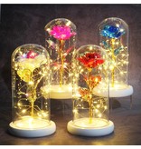 Stuff Certified® Kunst Roos in Glazen Stolp met Verlichting - Zijden Rozen Bloemen Luxe Glas Decor Ornament