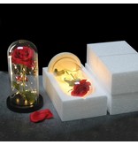 Stuff Certified® Kunst Roos in Glazen Stolp met Verlichting - Zijden Rozen Bloemen Luxe Glas Decor Ornament