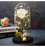 Stuff Certified® Kunstrose in Glasglocke mit Beleuchtung – Seidenrosen-Blumen-Luxus-Glasdekor-Ornament