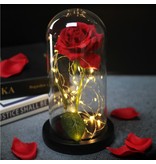 Stuff Certified® Art Rose in Glass Bell Jar with Lighting - Silk Roses Flowers Luxury Glass Decor Ornament