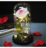 Stuff Certified® Art Rose in Glass Bell Jar with Lighting - Silk Roses Flowers Luxury Glass Decor Ornament