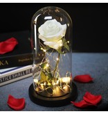 Stuff Certified® Art Rose in Glass Bell Jar with Lighting - Silk Roses Flowers Luxury Glass Decor Ornament