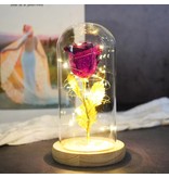 Stuff Certified® Art Rose dans une cloche en verre avec éclairage - Ornement de luxe en verre de fleurs de roses en soie