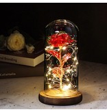 Stuff Certified® Art Rose in Glass Bell Jar with Lighting - Silk Roses Flowers Luxury Glass Decor Ornament