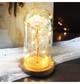 Stuff Certified® Art Rose in campana di vetro con illuminazione - Fiori di rose di seta Ornamento decorativo in vetro di lusso