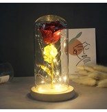 Stuff Certified® Kunst Roos in Glazen Stolp met Verlichting - Zijden Rozen Bloemen Luxe Glas Decor Ornament