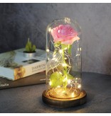 Stuff Certified® Art Rose in Glass Bell Jar with Lighting - Silk Roses Flowers Luxury Glass Decor Ornament