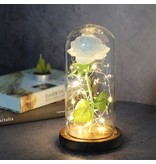 Stuff Certified® Art Rose dans une cloche en verre avec éclairage - Ornement de luxe en verre de fleurs de roses en soie