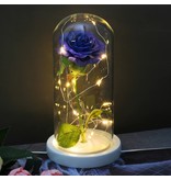 Stuff Certified® Art Rose dans une cloche en verre avec éclairage - Ornement de luxe en verre de fleurs de roses en soie