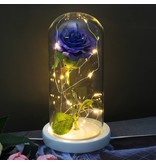 Stuff Certified® Art Rose en campana de vidrio con iluminación - Flores de rosas de seda Adorno de decoración de vidrio de lujo