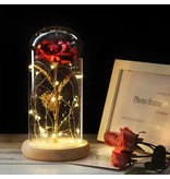 Stuff Certified® Art Rose in Glass Bell Jar with Lighting - Silk Roses Flowers Luxury Glass Decor Ornament