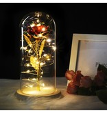 Stuff Certified® Art Rose in Glass Bell Jar with Lighting - Silk Roses Flowers Luxury Glass Decor Ornament