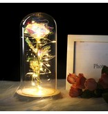 Stuff Certified® Art Rose in Glass Bell Jar with Lighting - Silk Roses Flowers Luxury Glass Decor Ornament
