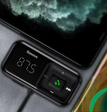 Baseus 2x Cargador de coche USB Transmisor Bluetooth Cargador de manos libres Kit de radio FM Negro