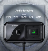 Baseus 2x Cargador de coche USB Transmisor Bluetooth Cargador de manos libres Kit de radio FM Negro