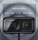 Baseus 2x Ładowarka samochodowa USB Nadajnik Bluetooth Ładowarka zestawu głośnomówiącego Zestaw radia FM Czarny
