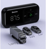 Baseus 2x Cargador de coche USB Transmisor Bluetooth Cargador de manos libres Kit de radio FM Negro