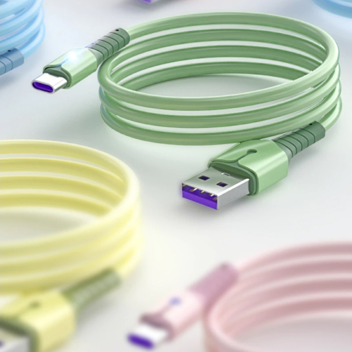 Uverbon Płynny silikonowy kabel do ładowania Micro-USB - 5A Kabel do transmisji danych 1 metrowy kabel do ładowania Zielony