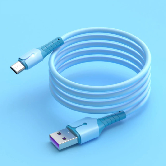 Flüssiges Silikon-Ladekabel für Micro-USB - 5A-Datenkabel 2-Meter-Ladekabel Blau