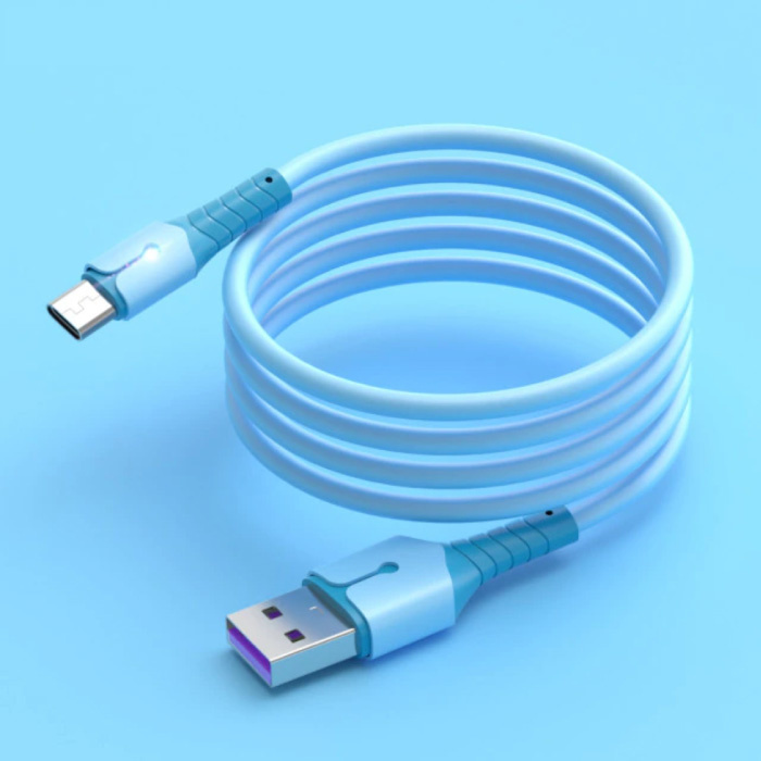 Liquid Silicone Charging Cable for Micro-USB - 5A Data Cable 2 Meter Charger Cable Blue