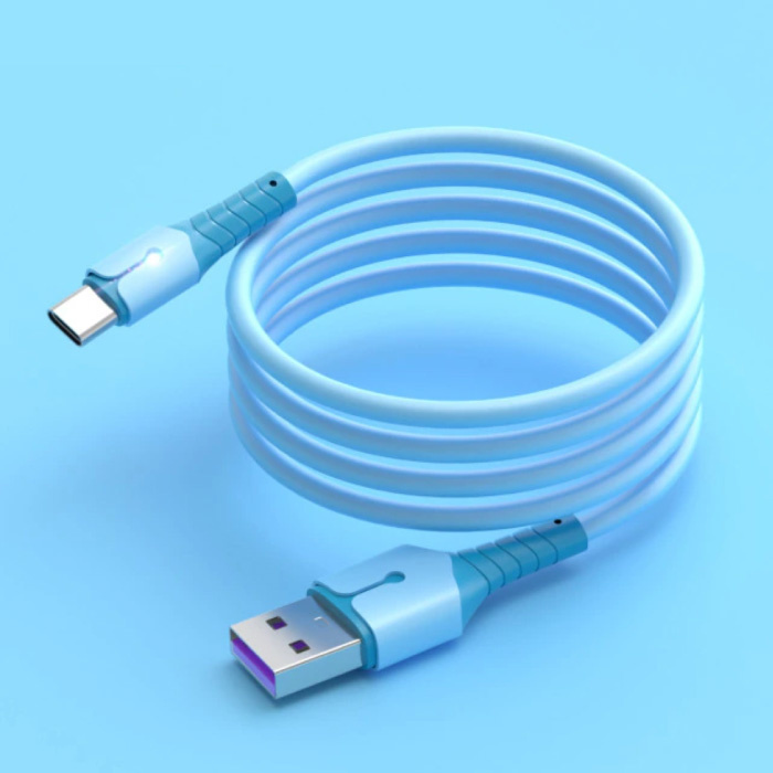 Cable de carga de silicona líquida para USB-C - Cable de datos 5A Cable cargador de 2 metros Azul