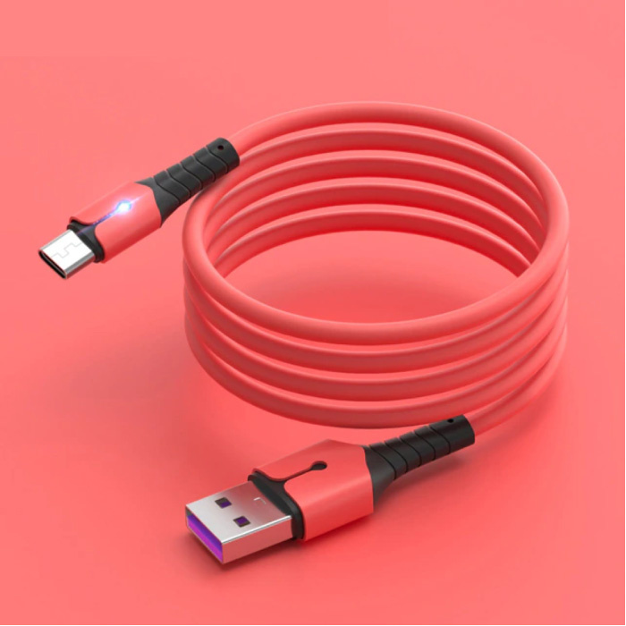 Cable de carga de silicona líquida para micro-USB - Cable de datos 5A Cable cargador de 1 metro Rojo