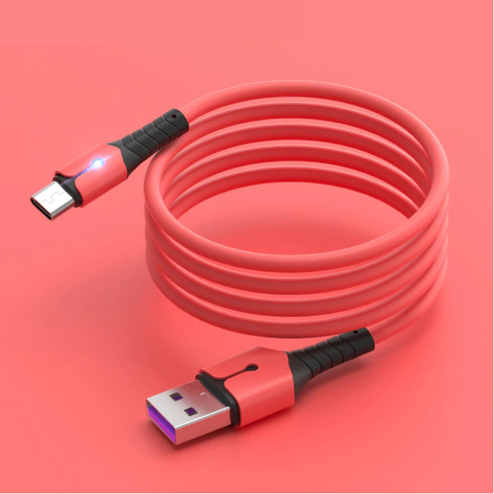 Liquid Silicone Charging Cable for Micro-USB - 5A Data Cable 1 Meter Charger Cable Red