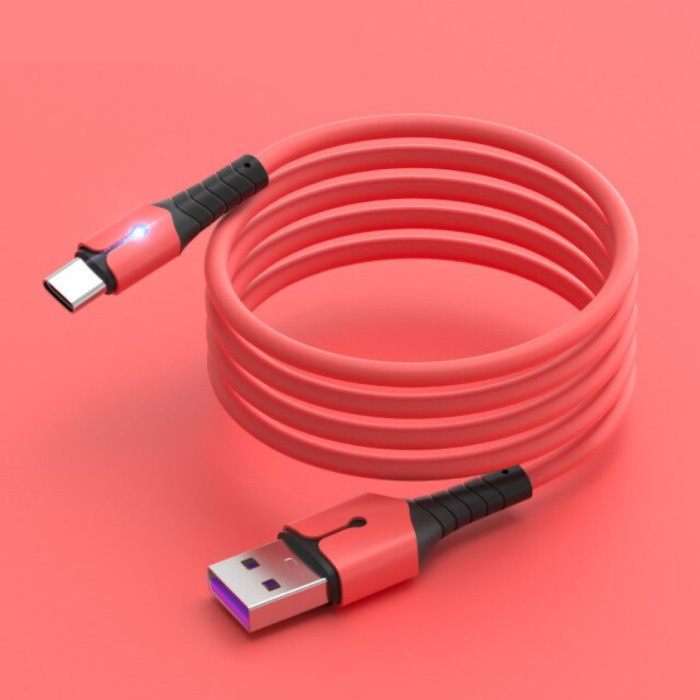 Liquid Silicone Charging Cable for USB-C - 5A Data Cable 1 Meter Charger Cable Red