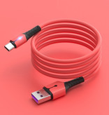 Uverbon Câble de charge en silicone liquide pour USB-C - Câble de données 5A Câble de chargeur de 2 mètres rouge