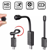 Hidden Spied Ker Mini caméra de sécurité avec WiFi - Alarme de détection de mouvement caméscope HD 1080p pliable noir