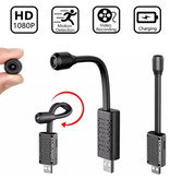 Hidden Spied Ker Mini kamera bezpieczeństwa z WiFi - zginana kamera 1080p HD Detektor ruchu Alarm czarny