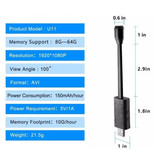 Hidden Spied Ker Mini cámara de seguridad con WiFi - Detector de movimiento de videocámara HD de 1080p flexible con alarma, color negro