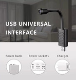 Hidden Spied Ker Mini Security Camera - Bendable 1080p HD Camcorder Motion Detector Alarm Black