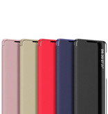 Stuff Certified® Smart View LED Flip Case Cover Carcasa Compatible con Samsung Galaxy A30 Rojo