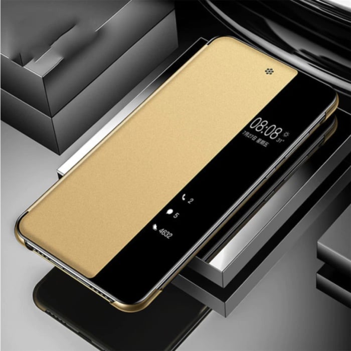 Stuff Certified® Custodia Flip Case Smart View LED compatibile con Samsung Galaxy S20 Ultra Gold