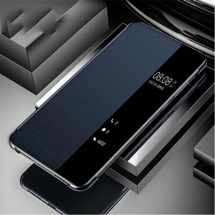 Smart View LED Flip Case Cover Hoesje Compatibel Met Samsung Galaxy A70 Blauw