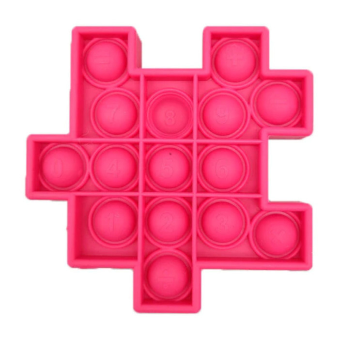 Pop It - Fidget Anti Stress Toy Bubble Toy Cubo in silicone Puzzle Piece Rosso