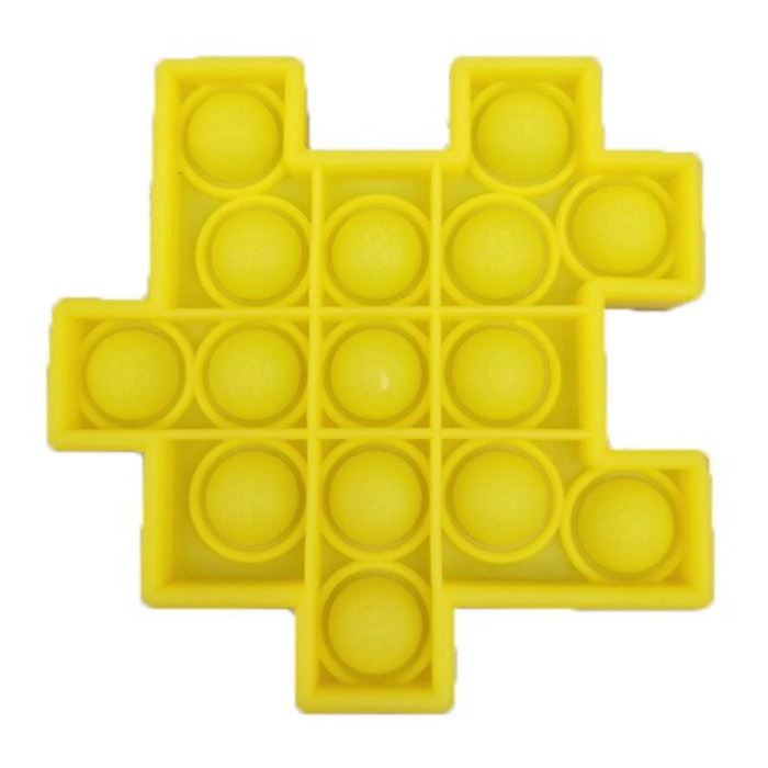 Pop It - Fidget Anti Stress Toy Bubble Toy Cubo in silicone Puzzle Piece Giallo